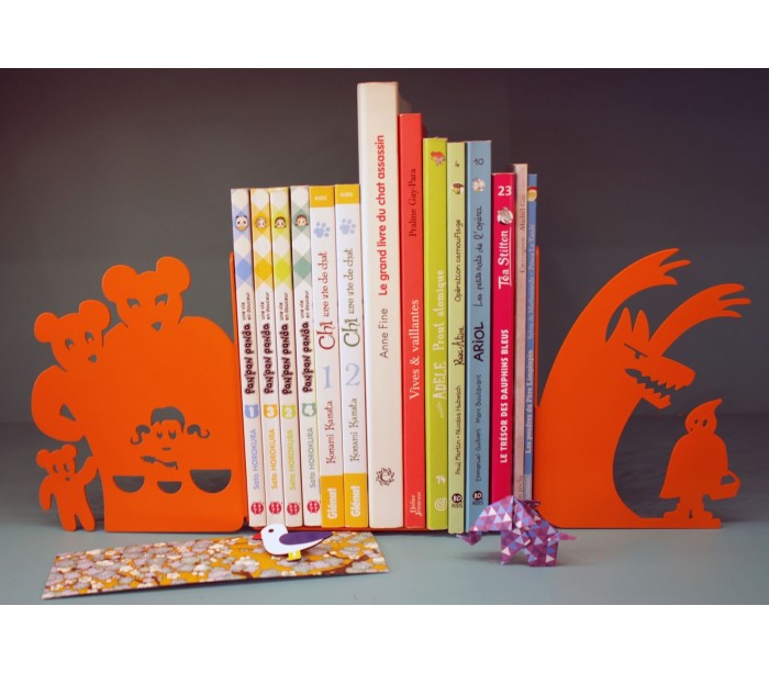 Boucle d'or et Petit chaperon bloc-livres déco enfant orange